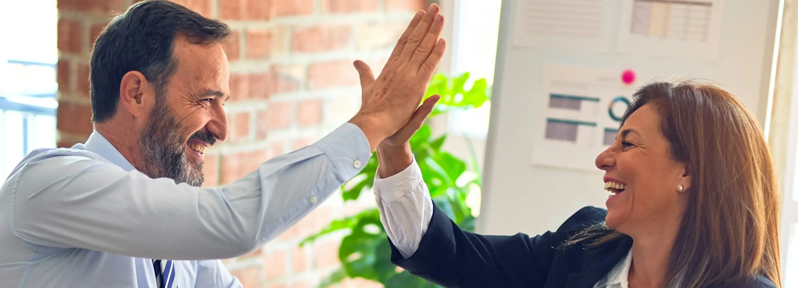 two people happily communicating