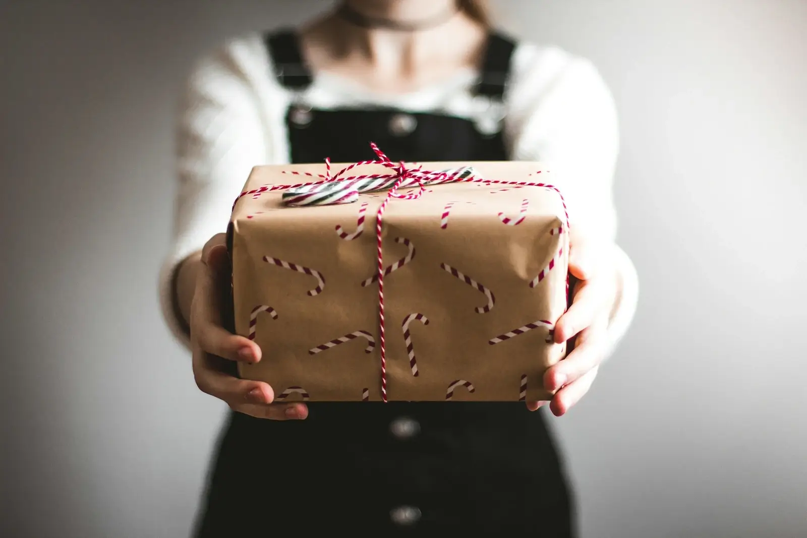 person holding packaged gift